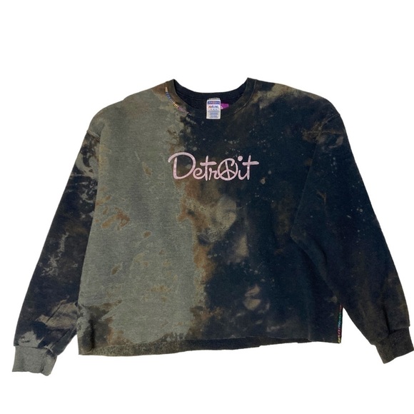 Rebel Soul Apparel Jerzees XL Sweater “Detroit” Top Handmade Bleach Sweatshirt - Picture 1 of 10